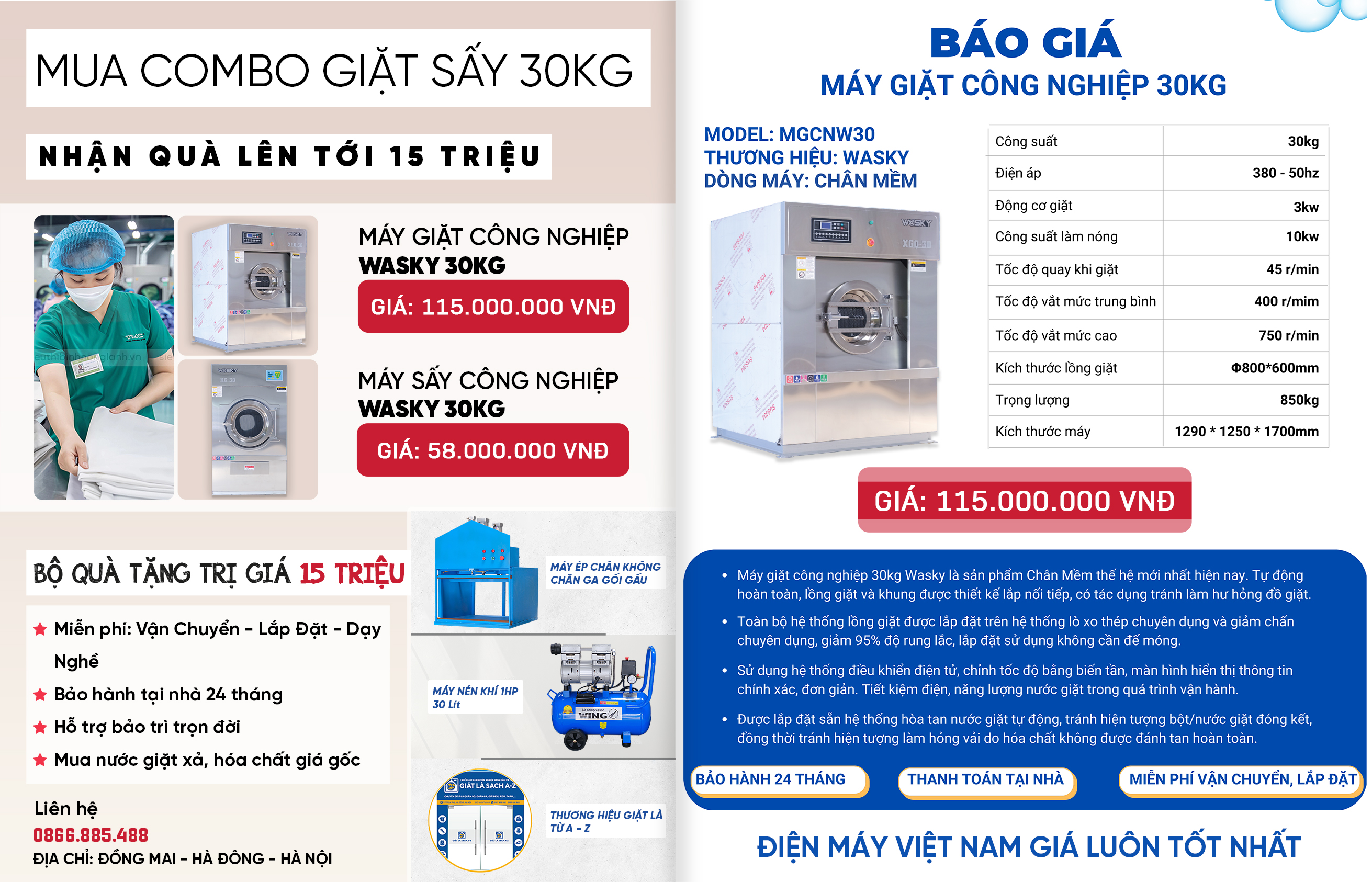 Chương trình khuyến mãi khi mua máy giặt Wasky 30 kg