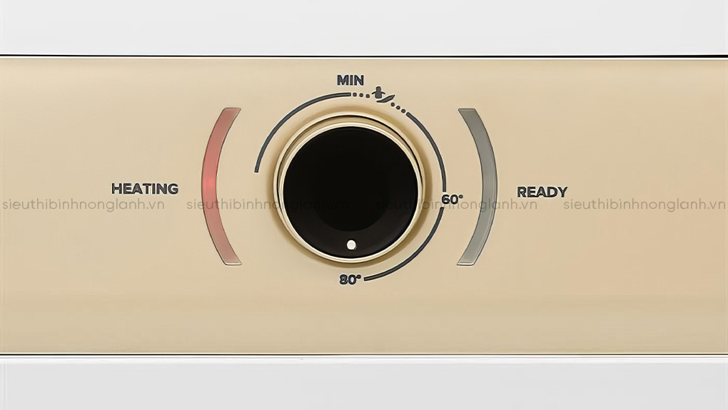 Núm vặn điều chỉnh nhiệt độ: Tùy chỉnh linh hoạt nhiệt độ từ 40°C đến 80°C, phù hợp với mọi nhu cầu sử dụng.
