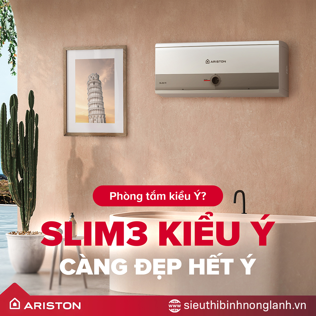 Vẻ ngoài hiện đại và sang trọng của bình nóng lạnh Ariston SLIM3 R AG+ VN