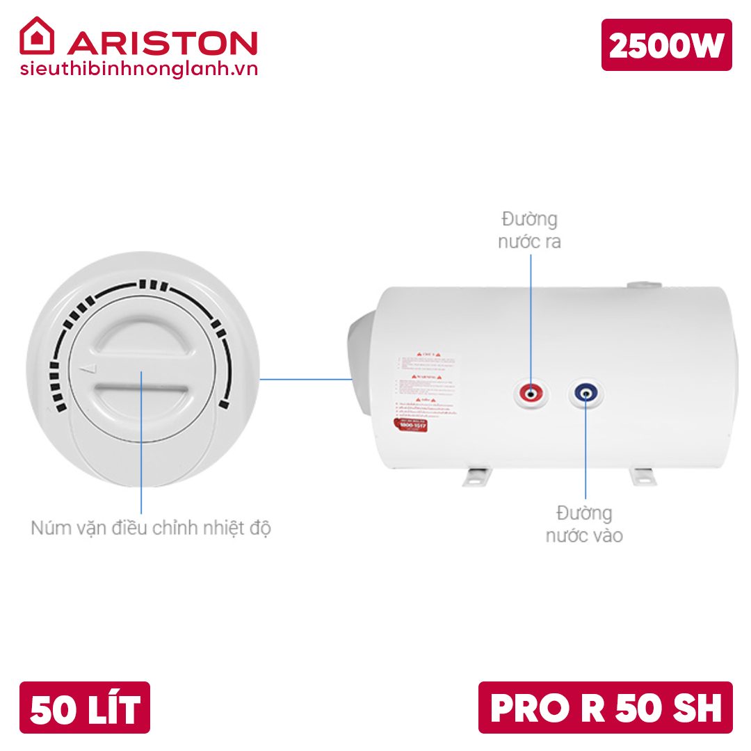 Vị trí cắm Bình nóng lạnh Ariston 50 lít PRO R 50 SH 2.5 FE