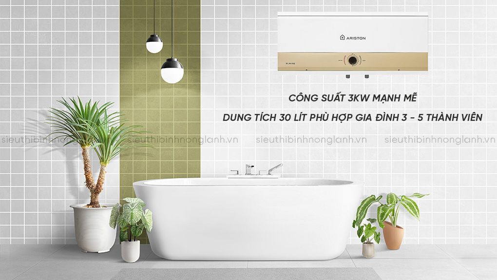 Dung Tích 30 Lít, Công Suất 3000W – Nước Nóng Dồi Dào, Làm Nóng Nhanh