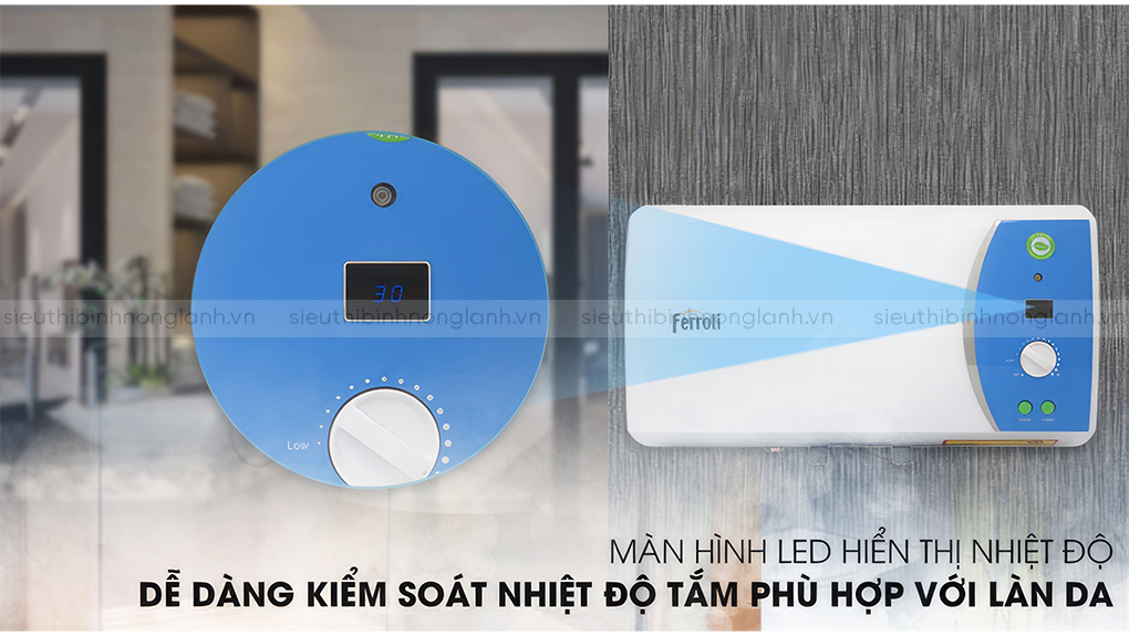 Dễ dàng kiểm soát và điều chỉnh nhiệt độ với bình nước nóng ferroli verdi ae
