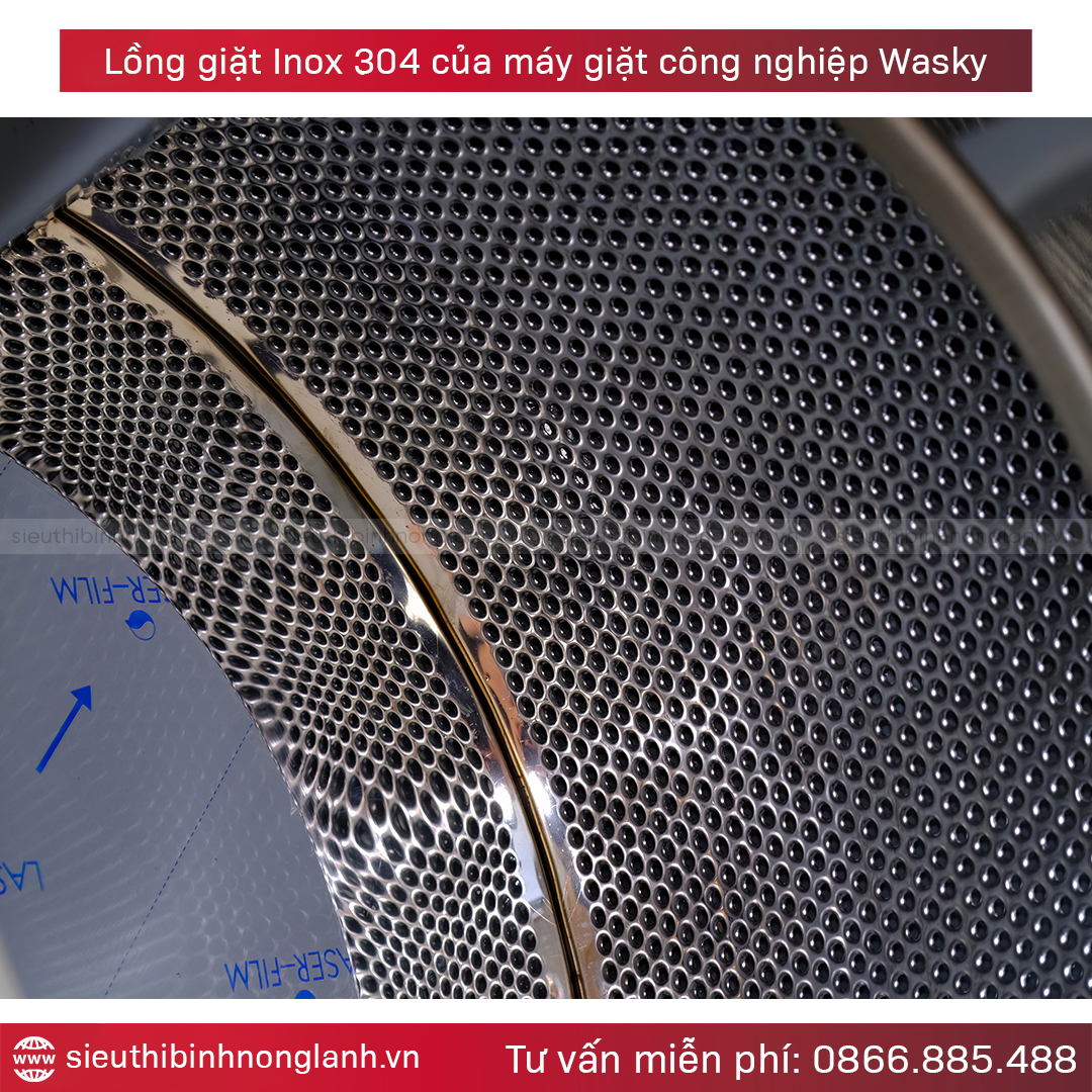 Lồng giăt inox của máy giặt công nghiệp 25kg chân mềm wasky