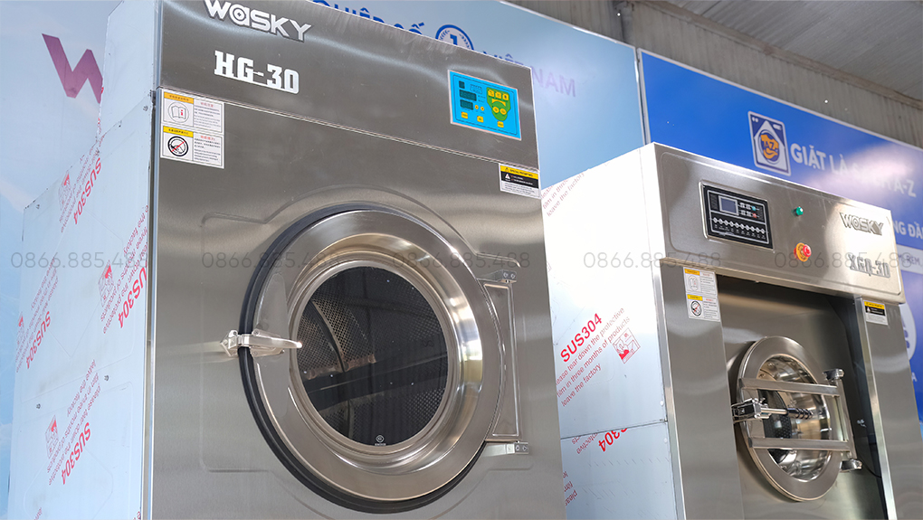 Toàn bộ thân vỏ và lồng sấy được chế tạo từ thép không gỉ inox 304 Posco Hàn Quốc